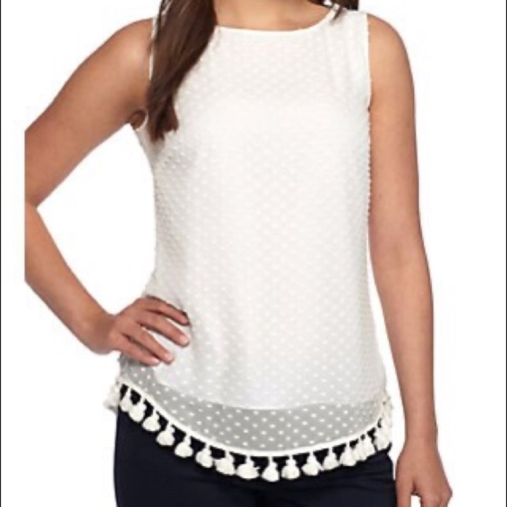 Sail to Sable Sleeveless Swiss Dot Top XS